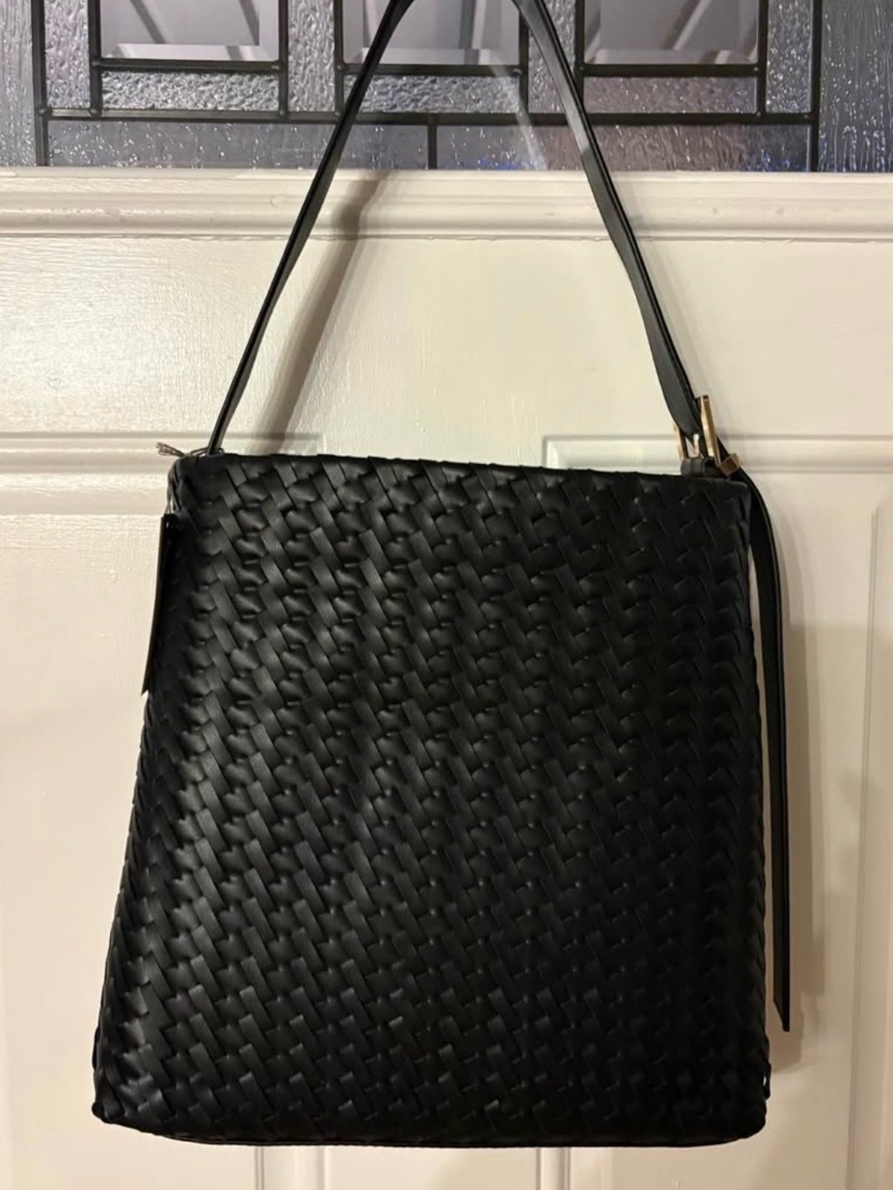 a new day Black Woven Shoulder Bag with Top Handle